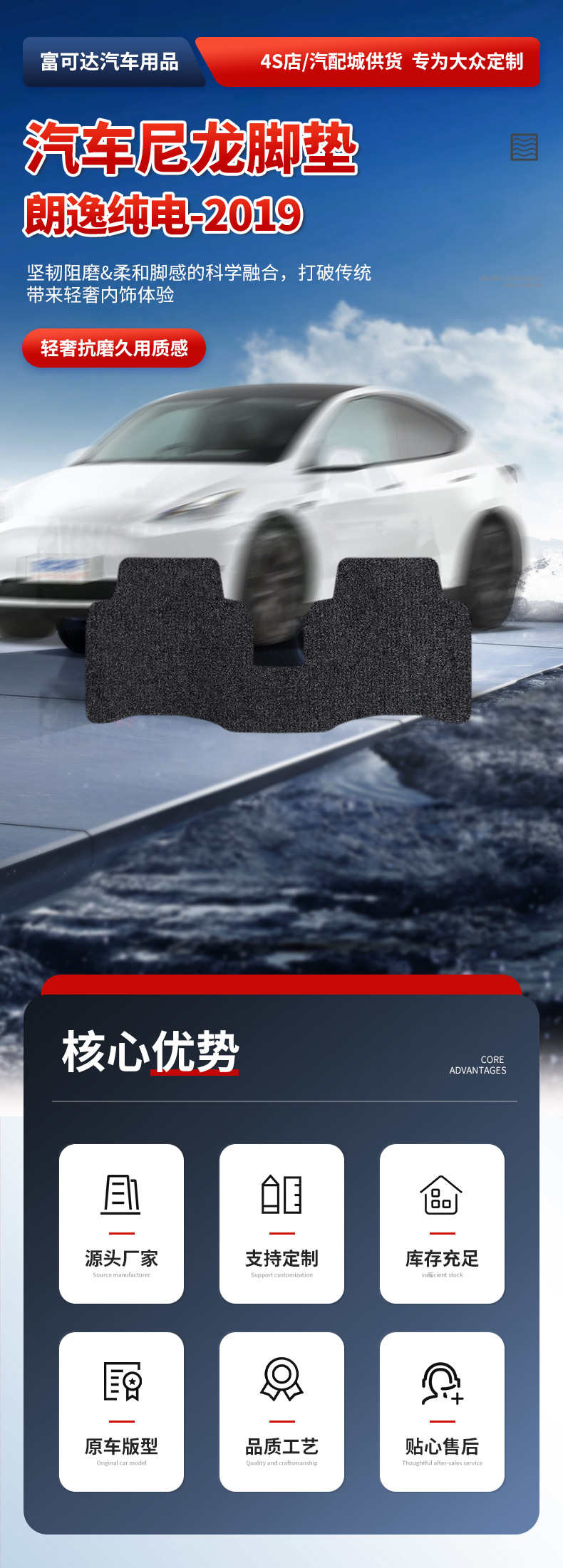 Suitable for Saic 2019-2020 Lavida Qihang Model Nylon Car Floor Mats, Black Nylon Material Wholesale
