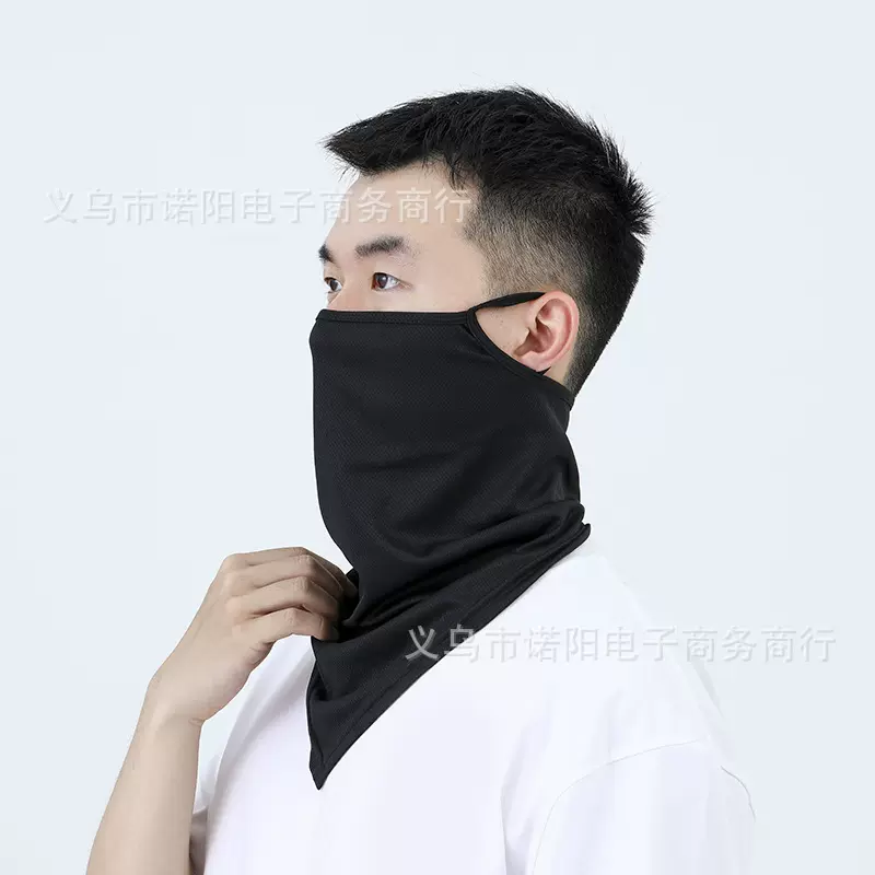 跨境夏季冰丝防晒头套男夏户外骑行透气面罩挂耳三角巾护脸围脖套