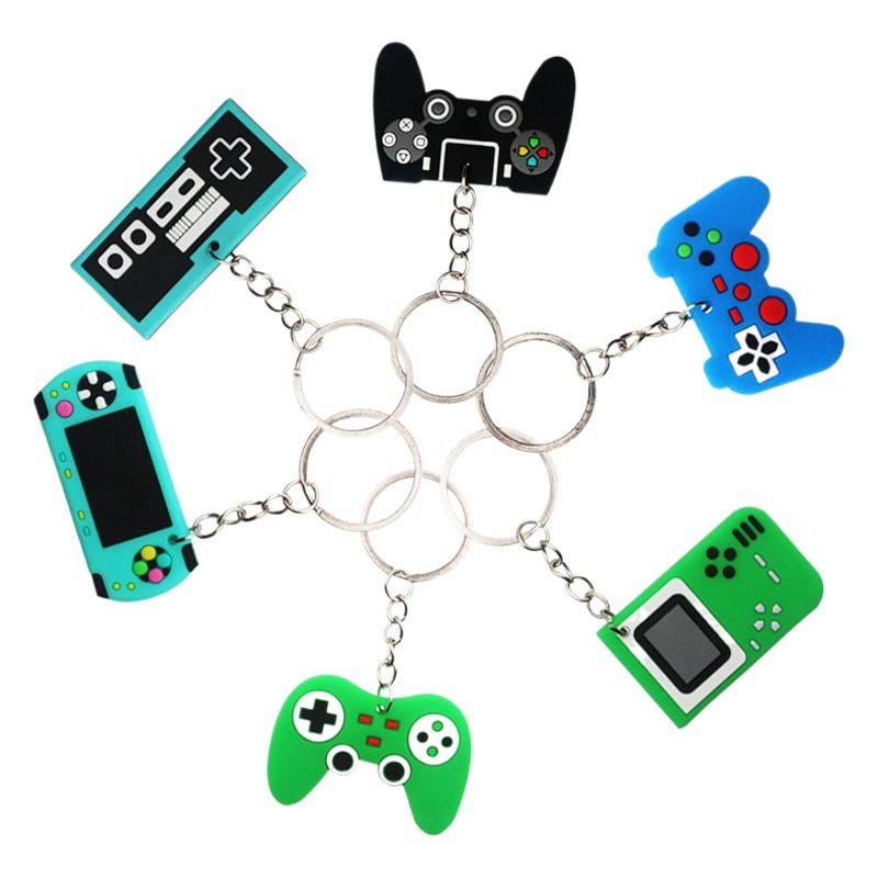 Cartoon Game Console Keychain Pvc Soft Rubber Fortress Night Game Handle Pendant Jewelry Small Gift Toys