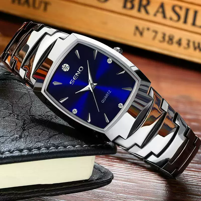 SENO钨钢款方形男士腕表现货代发防水石英品牌男表工厂一手直销