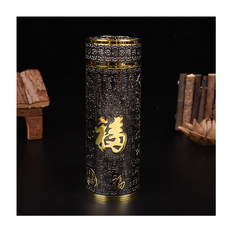 百福银杯保温杯999银内胆镀银雪花银双色水杯 高端养生保健礼品杯