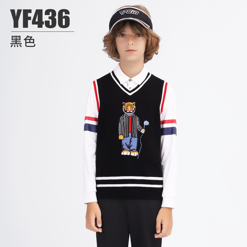 YF436-Áo vest len màu đen