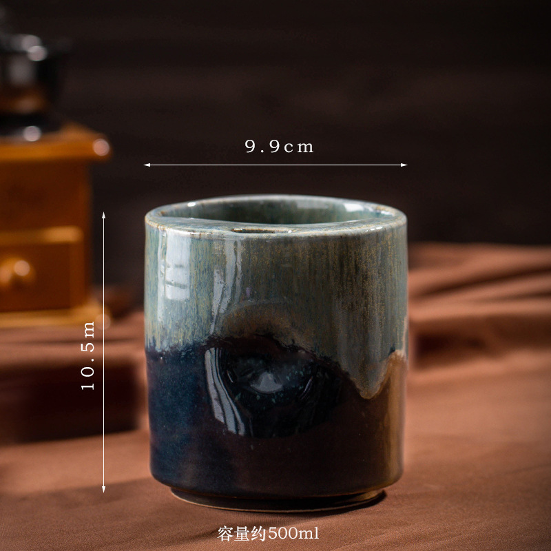 窑变复古咖啡杯水杯创意陶瓷直筒杯大容量吸管杯跨境粗陶马克杯子|undefined