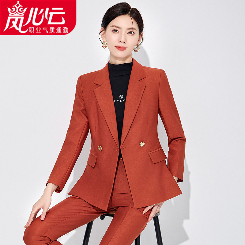 Business Suit suit Women's Spring and Autumn Advanced Beauty Salon Front Desk Work Clothes Small Temperament Suit 609