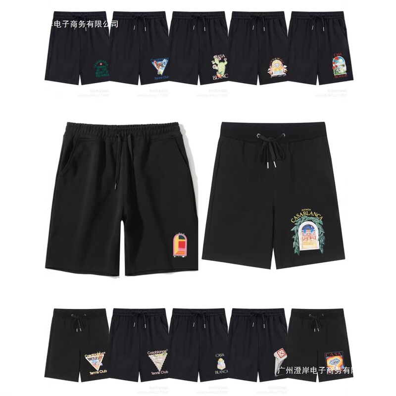 Casablanca Printed Casual Shorts Sweatpants Independent Site Cross-Border E-Commerce In-Stock Cotton