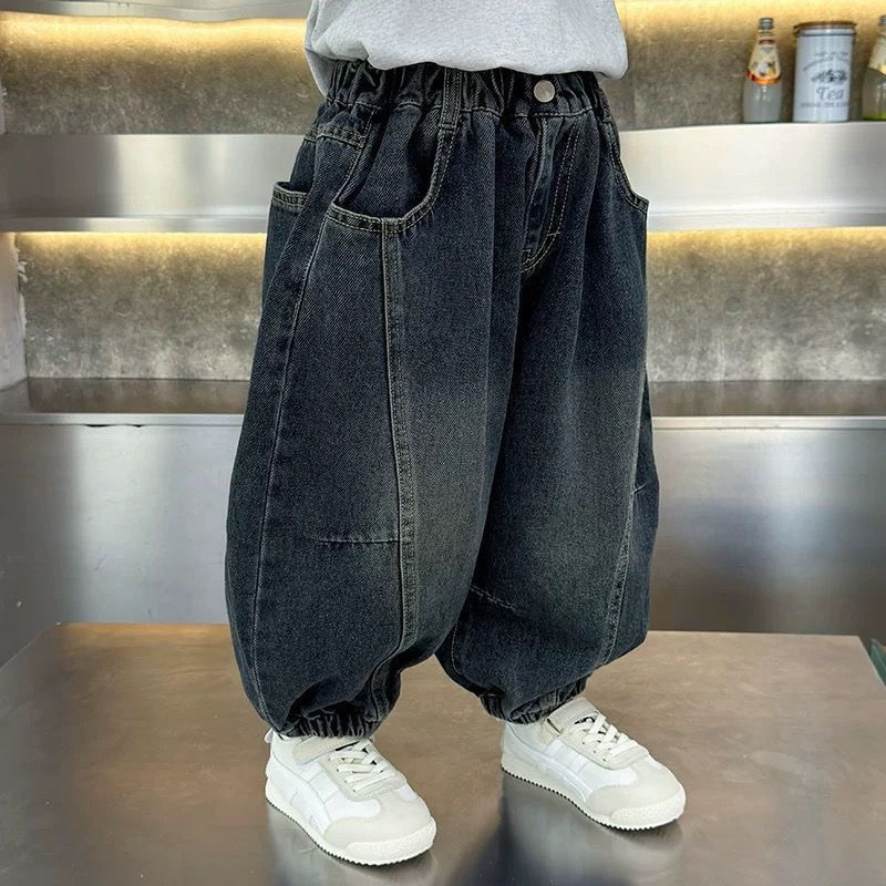 Nuevo estilo coreano de primavera y otoño para niños y niñas vaqueros de trabajo de moda pantalones largos de bebé pantalones casuales sueltos para niños image 3