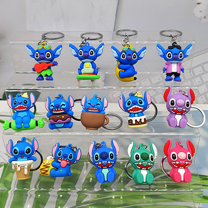 Cartoon stitch keychain diy soft rubber accessories Accessories Birthday small gift archaeological doll car key chain