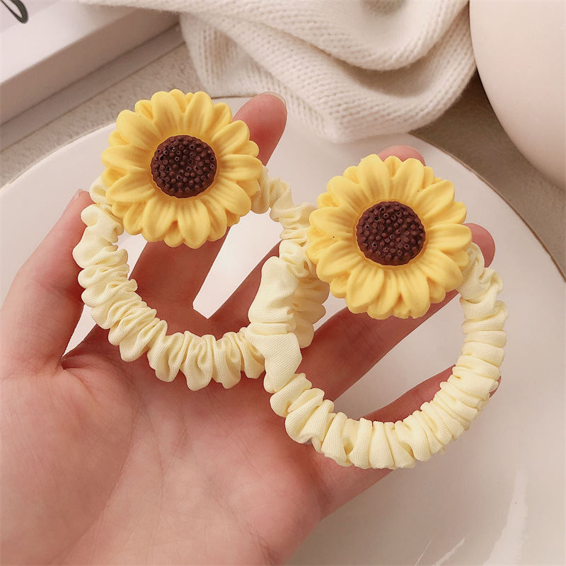 Bosque girasol cabello anillo elástico para el cabello adornamiento de cabello super仙 pequeña cuerda de cabeza fresca cuerda de cabello de cola de caballo de niña