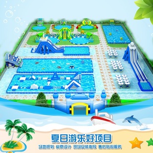 Large inflatable water park equipment water through the castle mobile bracket swimming pool water slide manufacturers