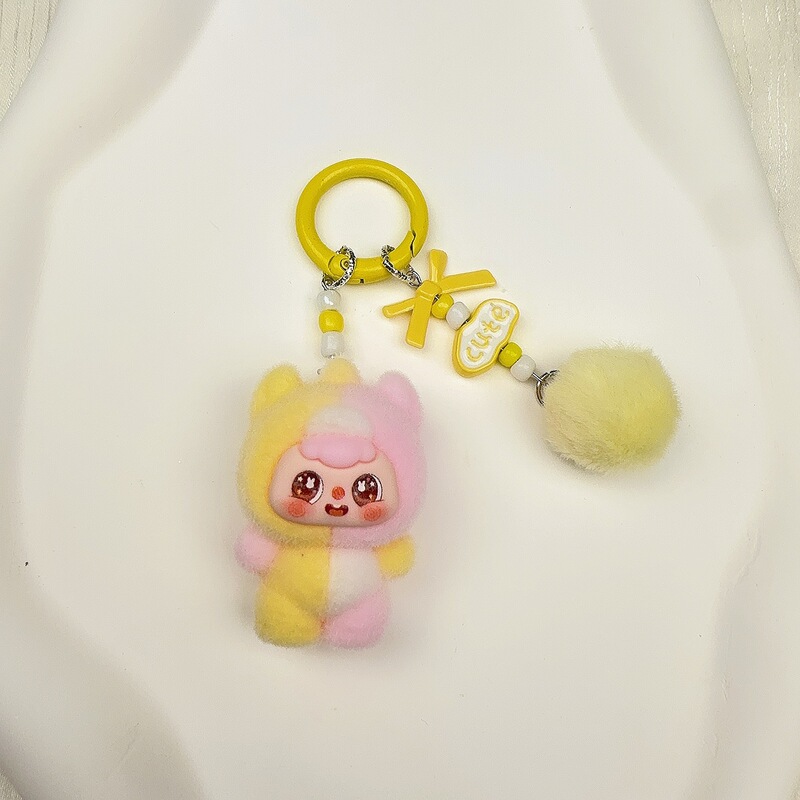可爱植绒拼色萌粒公仔钥匙扣挂饰少女心包包配饰潮玩直播盲袋批发|undefined