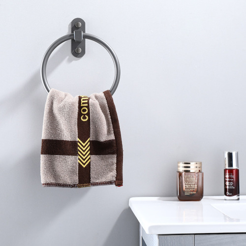 Gun gray space aluminum towel ring bathroom towel rack towel ring storage rack bathroom towel hanging punch