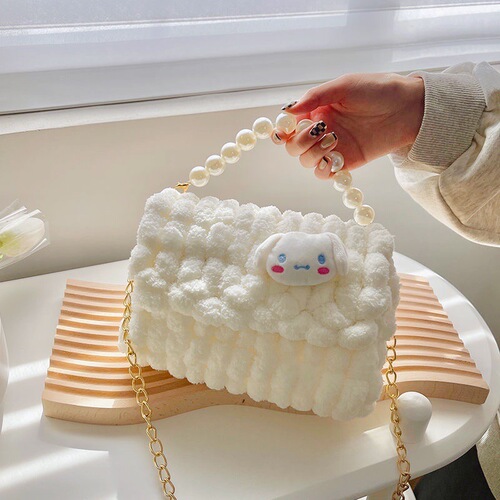 Cream puff bag, hand-woven bag, Xingdelou diy material bag, hand-woven homemade gift for girlfriend