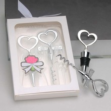 心形红酒开瓶酒塞二件套婚庆蝴蝶结礼盒装酒具新款回礼伴手礼现货