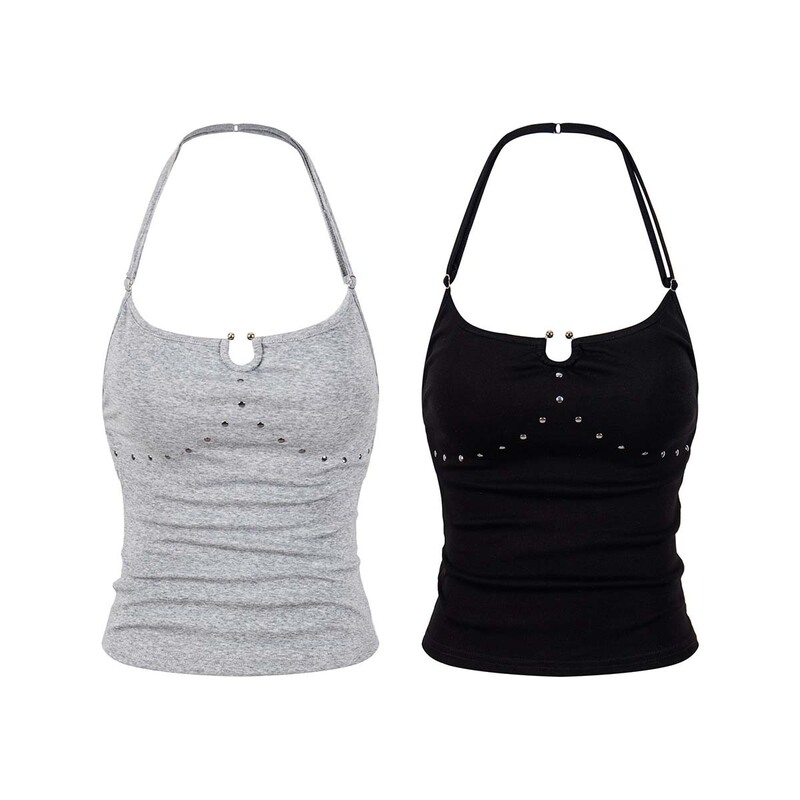 Unbdns Original Y2K Spicy Girl Backless Halter Top for Women, Summer Design with Chest Pads, Unique and Stylish Strap Top Unbdns Original Y2K Spicy Girl Backless Halter Top for Women, Summer Design with Chest Pads, Unique and Stylish Strap Top