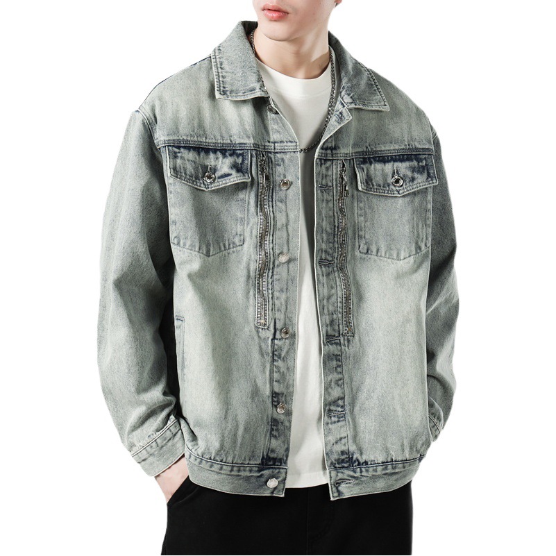 Lktm hombres ropa # otoño apenado Denim abrigo ins American High Street marca de moda chaqueta casual hip hop top