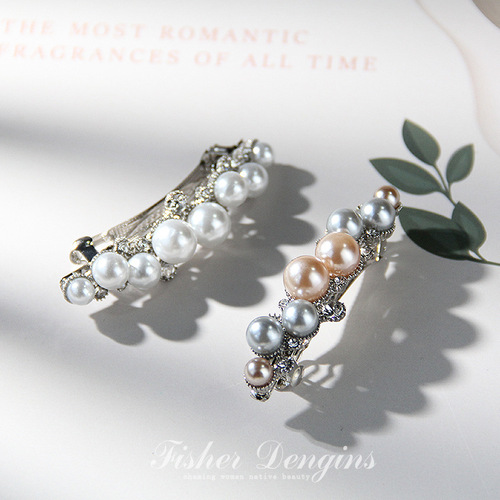 Small Pearl Spring Clasp Hairpin for Adults, Korean Style, Simple and Elegant Hair Clip, Hair Accessory for Women