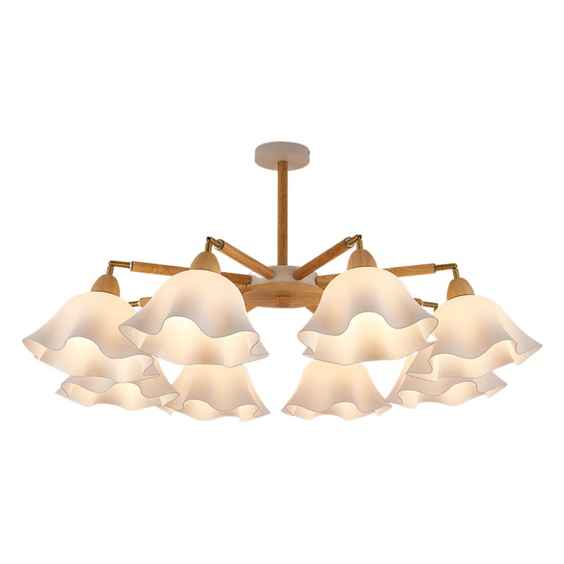 Lámpara de Araña de Estilo Nórdico de Madera de Nogal, Madera de Caucho, Hierro, Arte Acrílico para Salón, Restaurante, Hotel, Sala de Banquetes