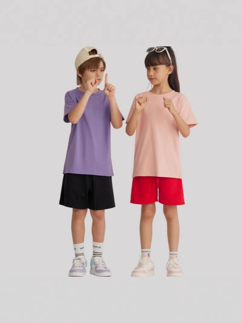 Solona camiseta para niños transfronteriza talla grande de moda manga corta suelta cuello redondo media manga camiseta de algodón helado logo impreso personalizado