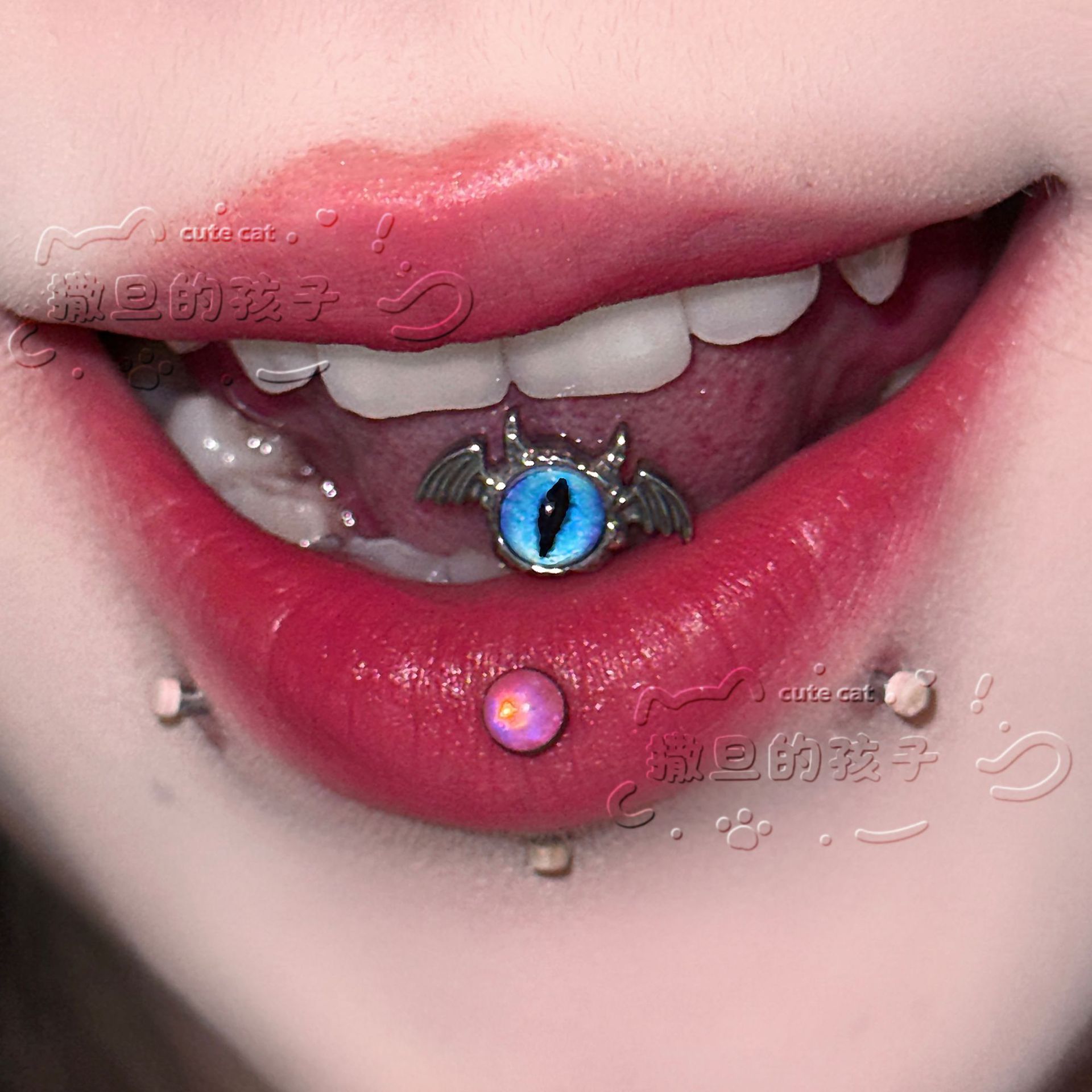 Pointed labret stud close-up product detail