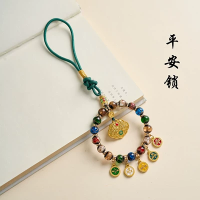 Xizang-Style Thangka Incense Ash Glass Car Hanging: Car hanging - peace-lockincense-ash-glazed-pendant