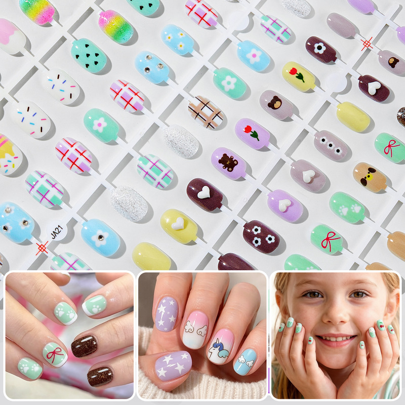 Nail salon fun and cute DIY nail rhinestone accessories, size-divided press-on wearable nails, bare nail strips for home salon