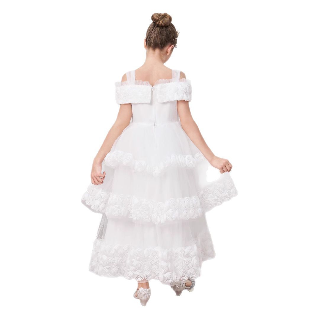 Vestido transfronterizo, vestido de princesa, falda de malla de un hombro, vestido de fiesta de niña de tela forjada, traje de interpretación de piano, falda de pastel