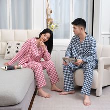 【加工定制】纯棉梭织磨毛情侣睡衣简约休闲全棉保暖秋冬季家居服