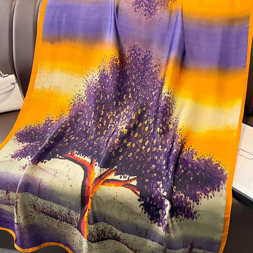 Xinli Brocade Oversized Silk Scarf Women's Spring and Autumn Versatile Long Scarf Women's Winter Dual-Purpose Mid-Autumn Festival Gift for Mom