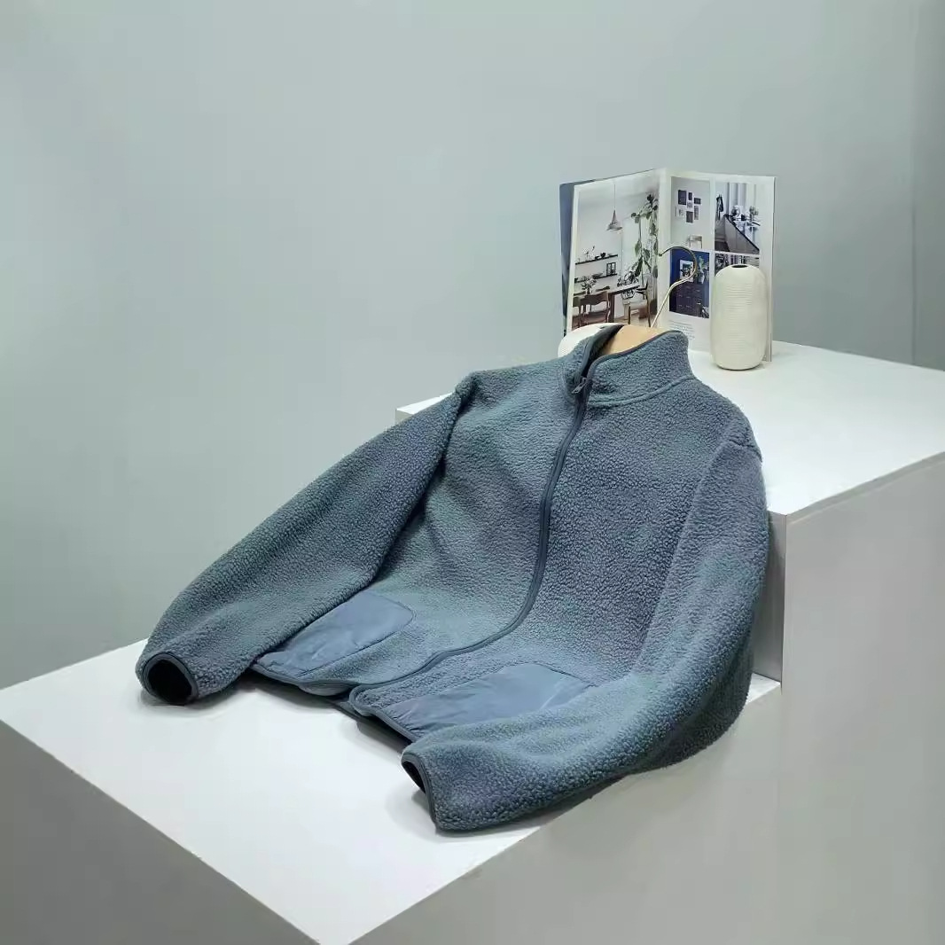 Herren 23 neue Winterjacke mit lockerem Stehkragen, warme und lässige Fleecejacke mit Reißverschluss_voghion.com