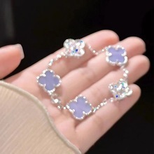 Xiaohongshu 同じスタイルのジルコン 4 花びらフラワーブレスレットライト高級シンプルなハイエンドブレスレットファッショナブルで多用途なハンドジュエリー卸売女性|undefined