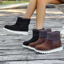 雪地靴女2025冬季时尚毛线口加绒加厚保暖学生时尚平底短靴女鞋子