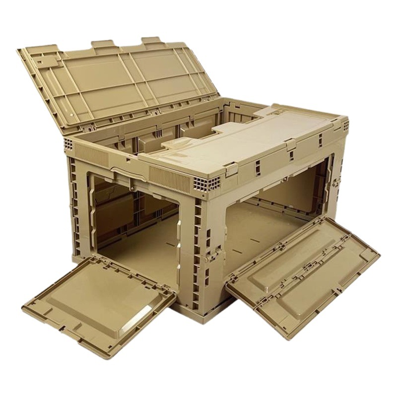 Caja de almacenamiento plegable de plástico caja de facturación caja de almacenamiento de coche grande con puerta de plástico transparente 80L