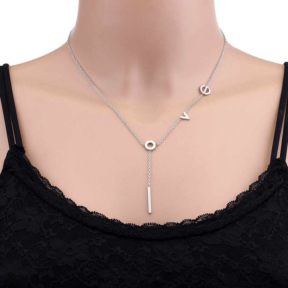 Daily Occasion 201 Stainless Steel Material Letter Pattern Water Plating 18K Gold Plated Letter 302 Stainless Steel Titanium Steel Simple Style 201 Stainless Steel Pendant Necklace