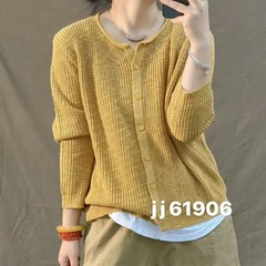 新商品のカジュアルファッションの単列ボタンの丸首はゆったりしています。