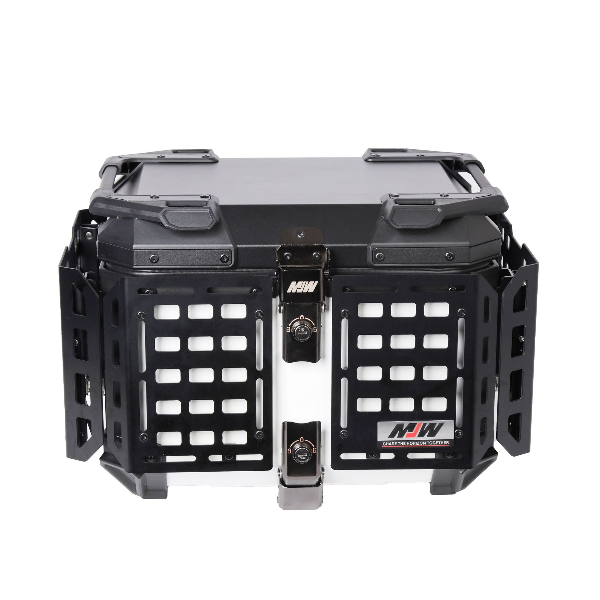 45L blindado multifuncional negro y blanco aleación de aluminio cajas traseras de motocicleta cajas traseras de scooter Maverick coche eléctrico baúl