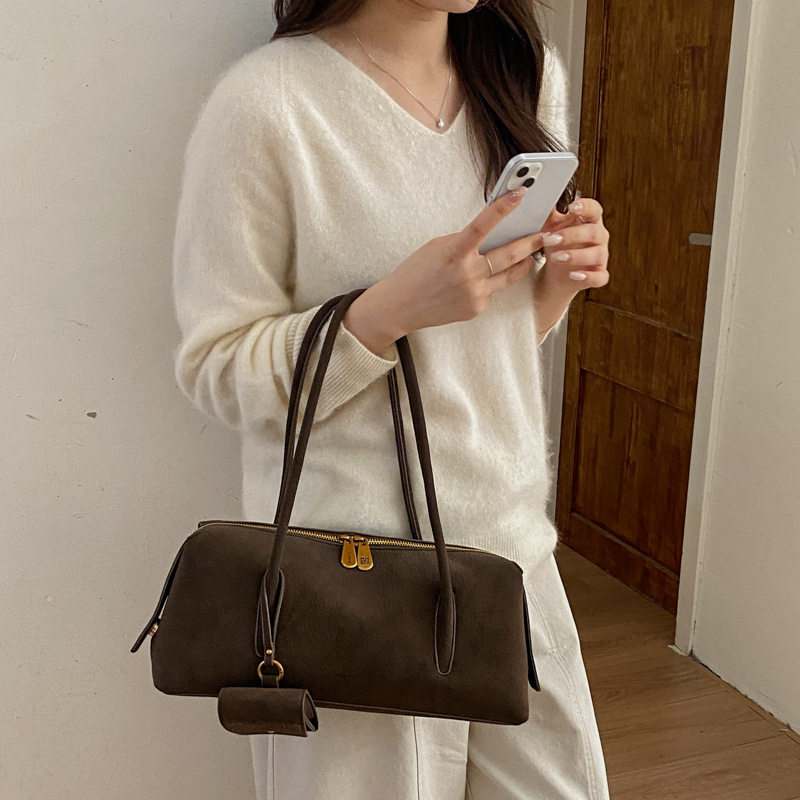 Túi xách tay nữ dáng kẹp nách thiết kế tối giản, đeo vai tiện dụng — Màu caramel, màu cà phê, màu nâu, đen chi tiết 22