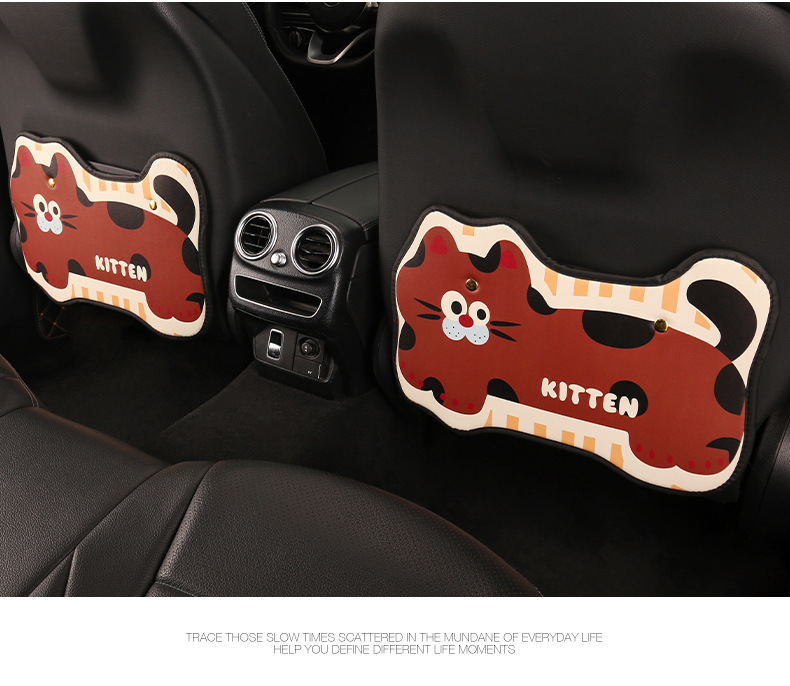 Kitten cute cartoon chair back anti-kick cushion car seat chair back anti-fouling cushion anti-dirty cushion back pocket suspension type