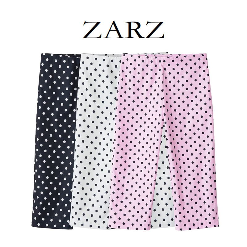Zarz Self-Made European and American Style New Women's Fashion Mid-Waist Elastic Polka Dot Capri Pants 4661446 Zarz Self-Made European and American Style New Women's Fashion Mid-Waist Elastic Polka Dot Capri Pants 4661446