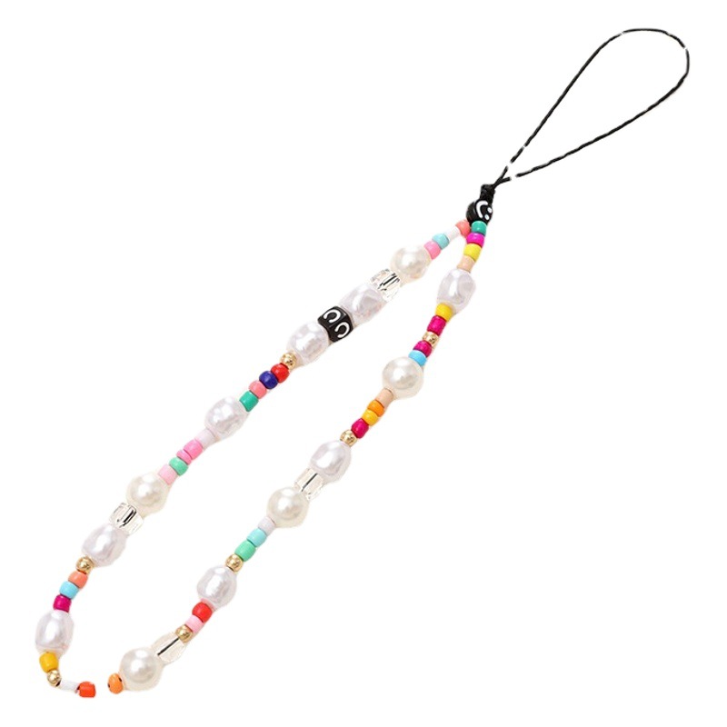 Venta caliente Internet celebridad con cuentas amor teléfono cadena anti-perdida gota resistente teléfono caso diy perla cadena corta teléfono cordón