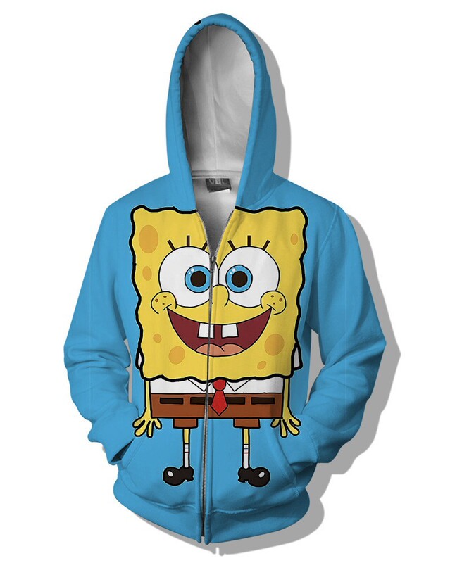 Cute Winnie the Pooh SpongeBob 3D Digital Print Loose Hooded Sweatshirt Unisex Casual Zip-Up Jacket Cute Winnie the Pooh SpongeBob 3D Digital Print Loose Hooded Sweatshirt Unisex Casual Zip-Up Jacket
