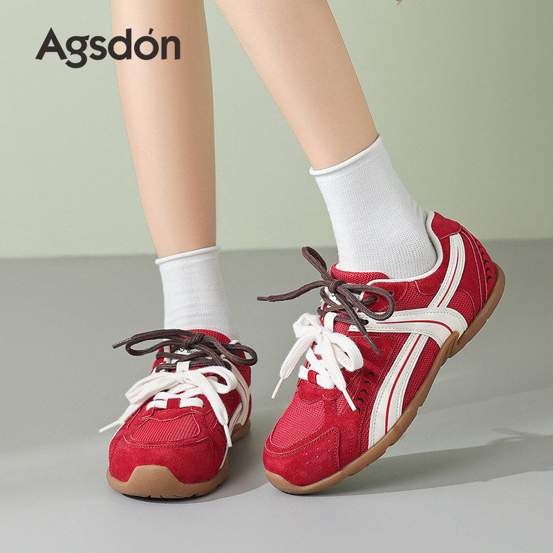 Augu Lion Deng rojo zapatos de entrenamiento de mujeres 2025 nuevo verano zapatos de carreras de suela suave zapatos deportivos ballet Gump zapatos de mujer