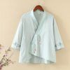 Summer Hanfu, short cardigan, shirt, Chinese style, cotton and linen