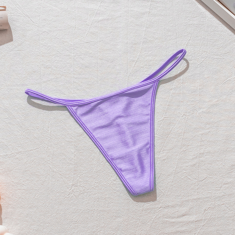 Nueva alta calidad nacarado tela ropa interior de las mujeres pequeño fresco dulce del color caramelo chica puro deseo sexy Tanga