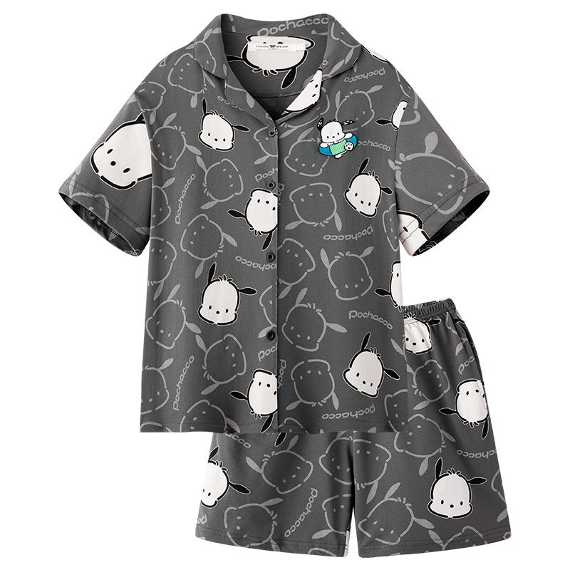 PARCHAL DOG 커플 COTTON PAJAMAS 여성 반팔 반바지 여름 2024 년 새 남성 여름 홈 의류 세트