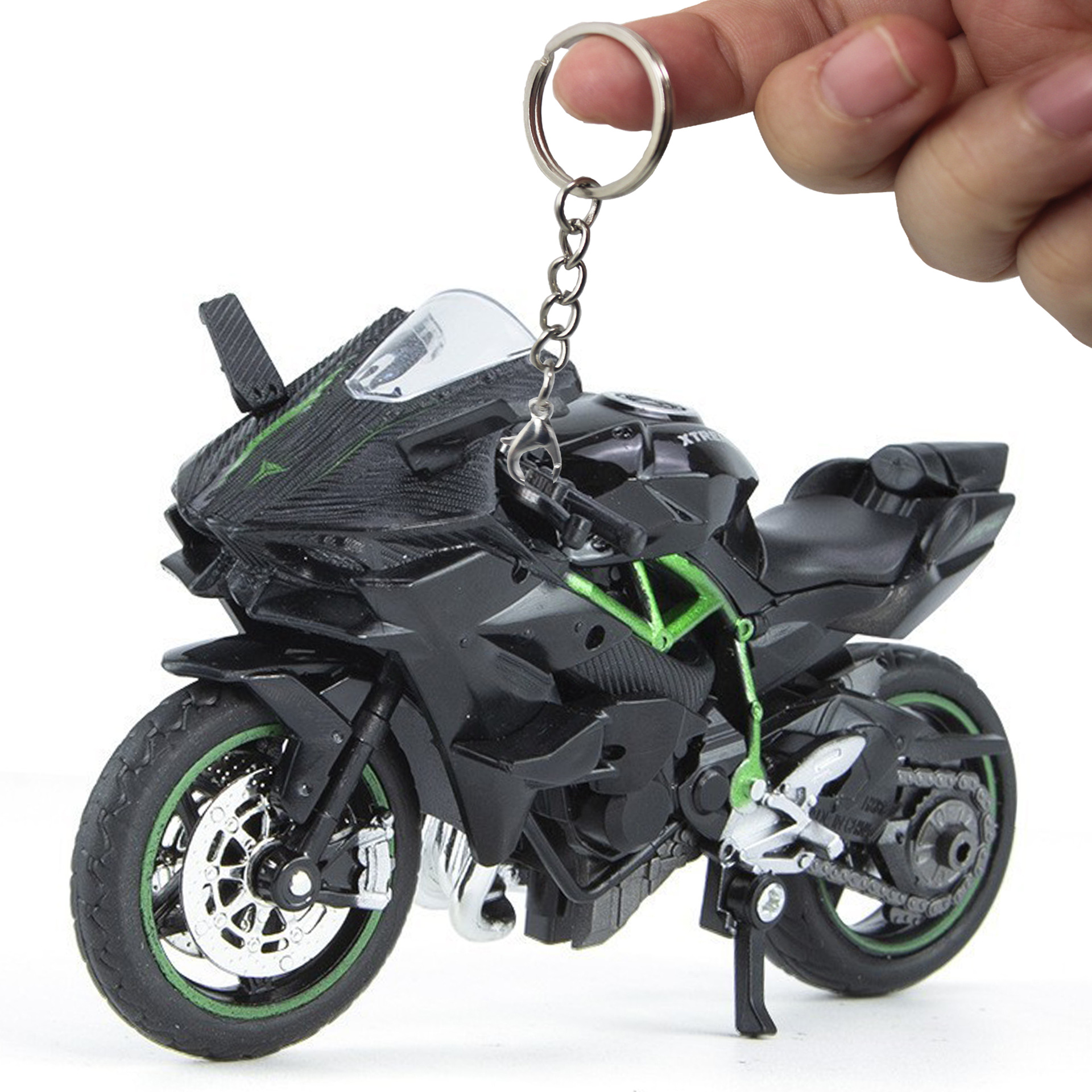 블랙 HX816 키 체인 풀리 충격 흡수 스프링 시뮬레이션 가와사키 오토바이 모델 11.2*6.5*4.2CM 크로스 보더 OPP 가방 47g