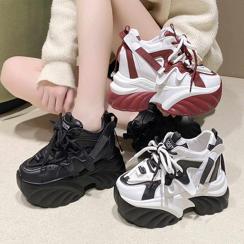 Sports style casual women's wedge heel thick sole color matching…