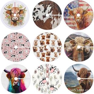 Cow Tree Skirt Cross-border New Product 78cm90cm101cm122cm Linen Short Plush Christmas Tree Decorations