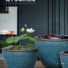景德镇陶瓷古法鱼缸睡莲缸庭院户外养荷花盆缸造景鱼缸老式大水缸