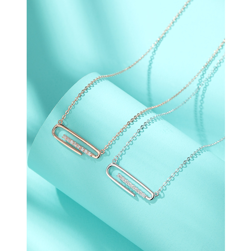 925 plata esterlina collar de alfiler geométrico para mujeres lujo ligero nicho de diseño clavícula de alta sensación 2024 nuevo collar
