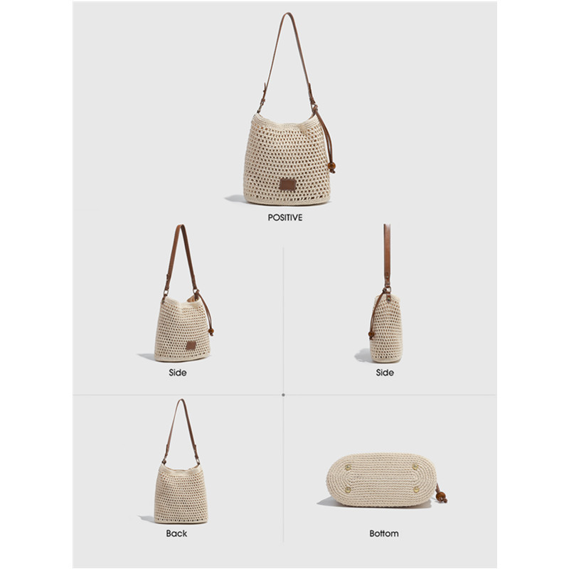 Women's Woven Hollow-Out Bag 2026 New Spring/Summer Beach Vacation Tote Shoulder Underarm Bag - Thumbnail 4